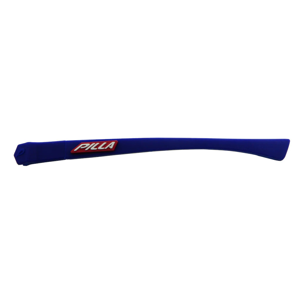 Blaue Pilla VISTA FRAMES Dart mit roten Akzenten, sportliche Brille für Präzision und Komfort, modernes Design, klarer Blick