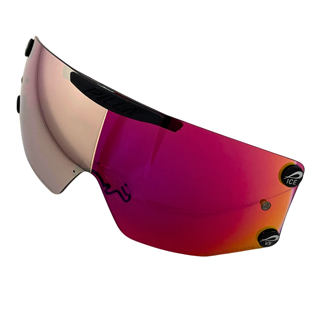 Wechselglas für Outlaw X7 31CIHP Kreuzdominanz Linksschütze mit Passionsfrucht-Design von Pilla, zeigt das Brillenglas im Einsatz